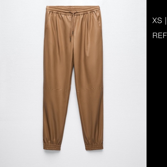 Zara Pants - Zara tan leather joggers